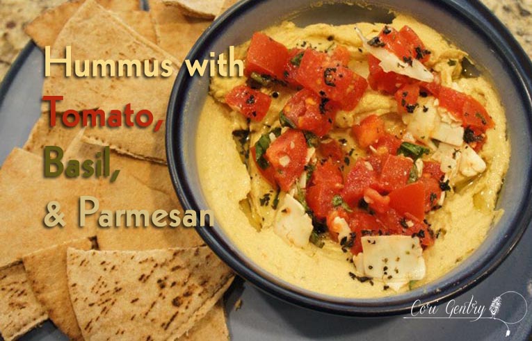 Hummus with Tomato, Basil, & Parmesan  /  16g Protein  /  Cori Gentry  /  Healthy Pregnancy